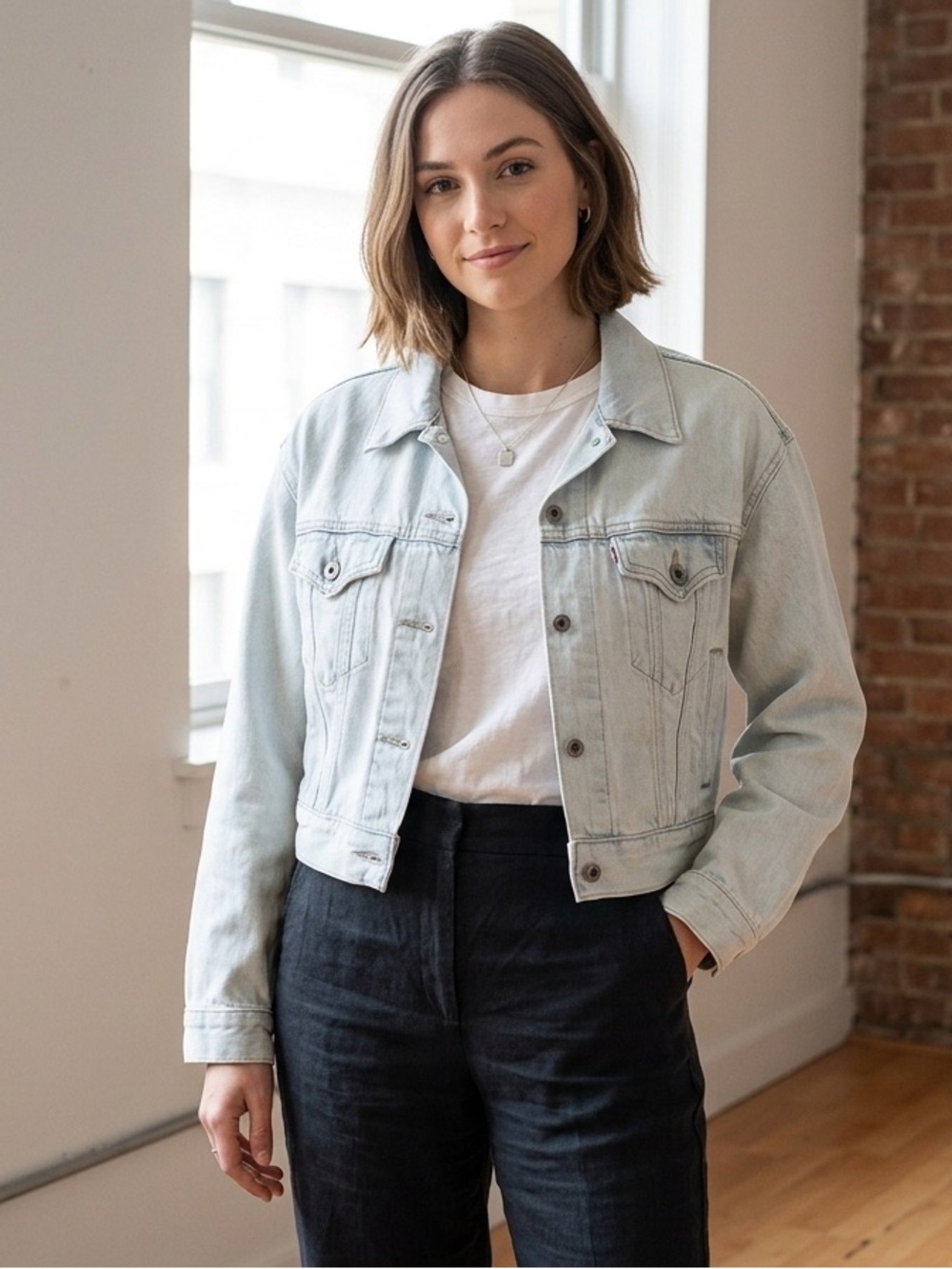 LEVÍ’S light Wash Denim Jacket Silver Tab Size M Women Casual Blue T24